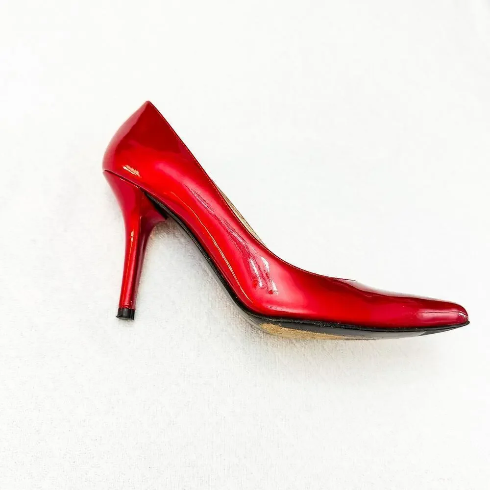 Stuart Weitzman Red Patent Leather Pointy Toe Pump 3